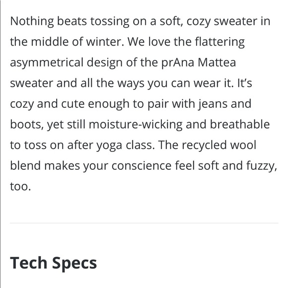 PrAna Mattea Sweater in Light Gray Wool Blend XS - Picture 13 of 14